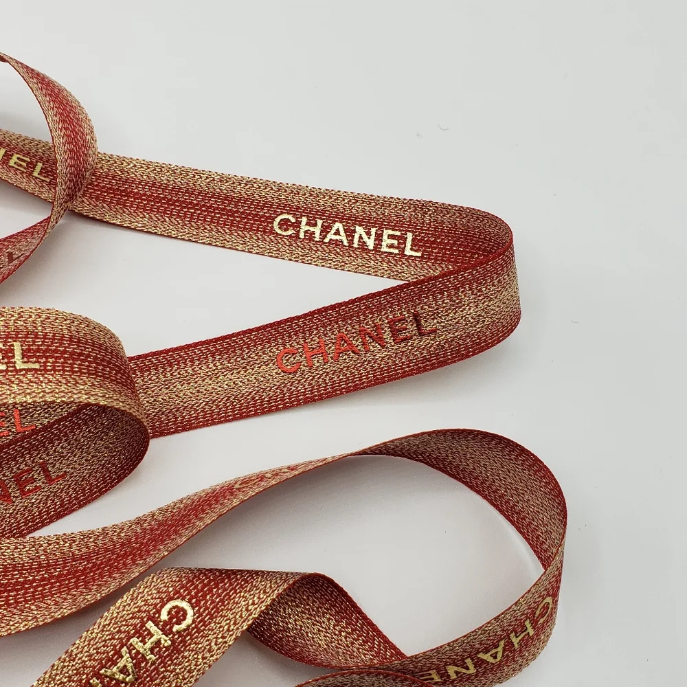 Chanel Red Gold Ribbon 130 inches